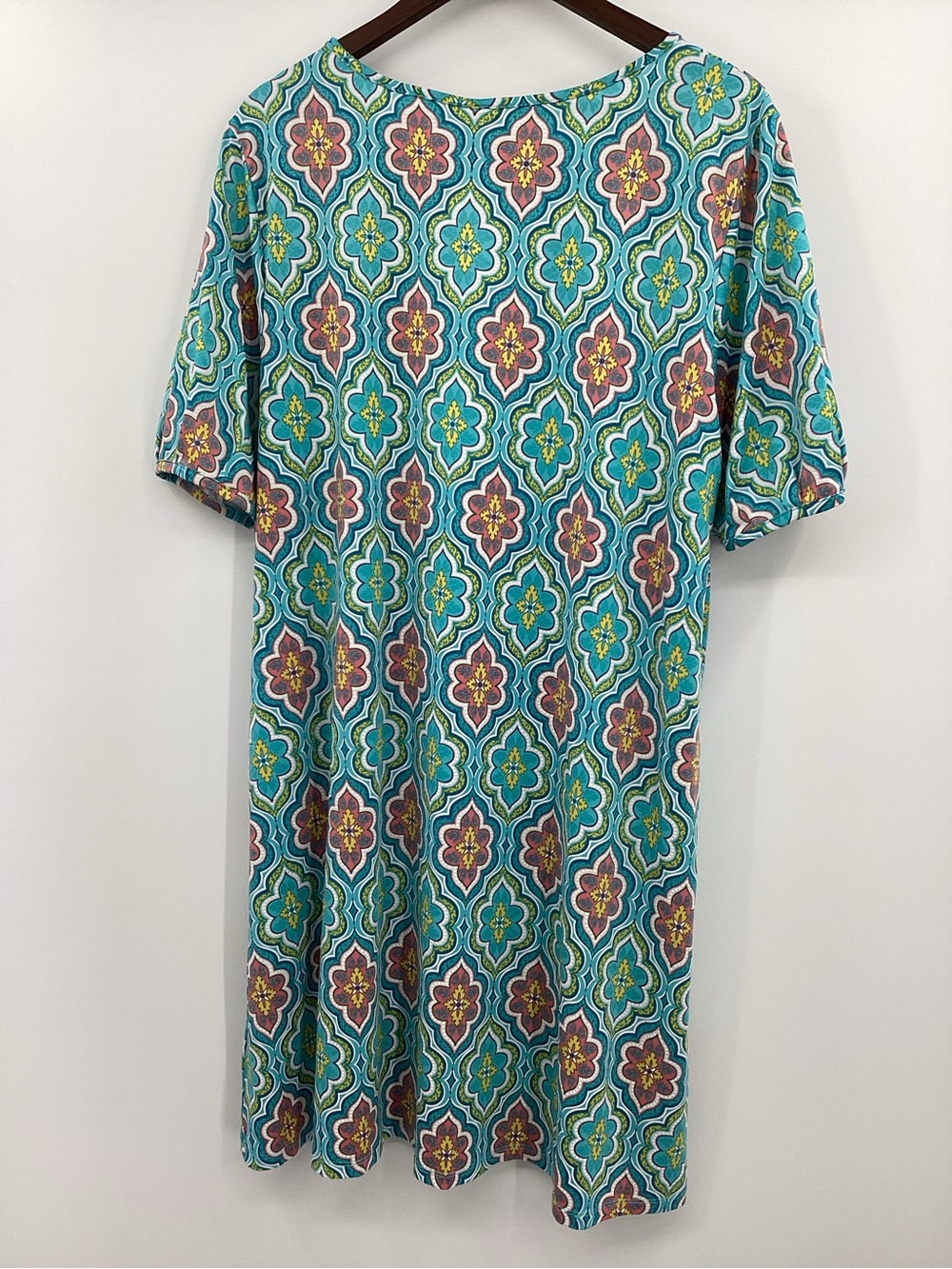 Ruby Rd. Turquoise Floral Geometric Mini Dress - Picture 2 of 8